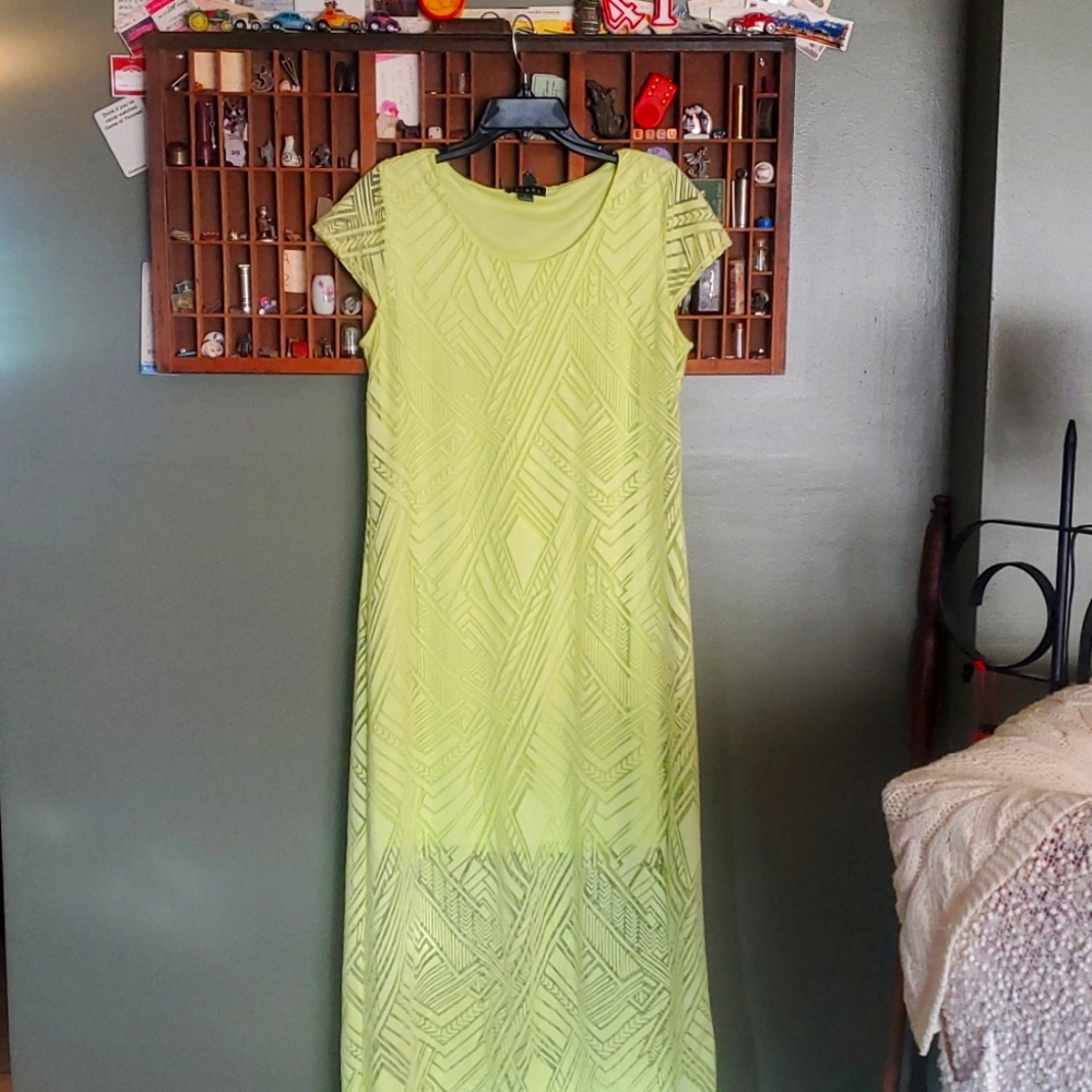 Tribal Lime Green Long Dress large
